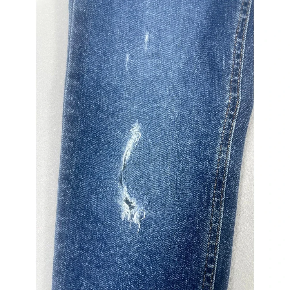 Rag & Bone JEAN Skinny Jeans La Paz Blue Distressed Raw Hem W1502K520LAP Size 25